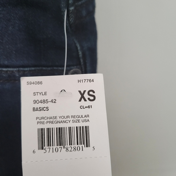 Indigo Blue Dark Wash Slim Straight Maternity Secret Belly Jeans - Picture 8 of 16